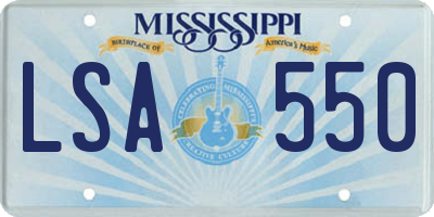 MS license plate LSA550