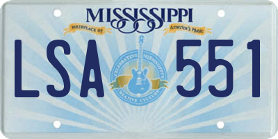 MS license plate LSA551