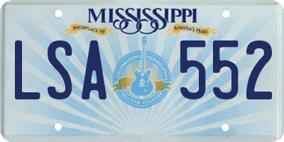 MS license plate LSA552