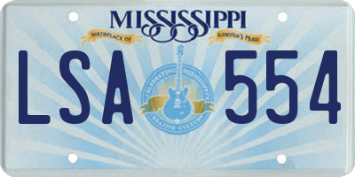 MS license plate LSA554