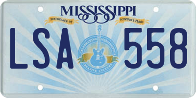 MS license plate LSA558