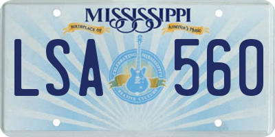 MS license plate LSA560