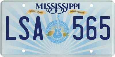 MS license plate LSA565