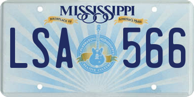 MS license plate LSA566