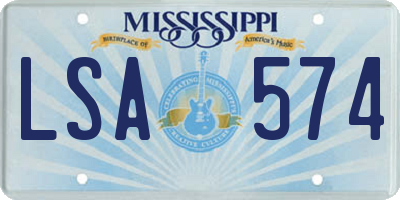 MS license plate LSA574