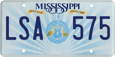 MS license plate LSA575