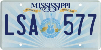 MS license plate LSA577