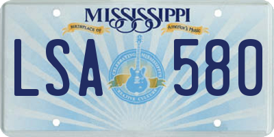 MS license plate LSA580