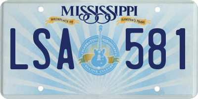 MS license plate LSA581