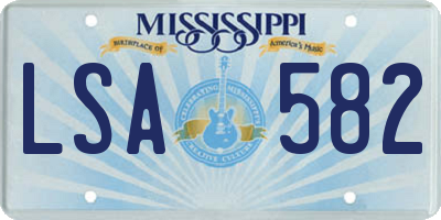 MS license plate LSA582