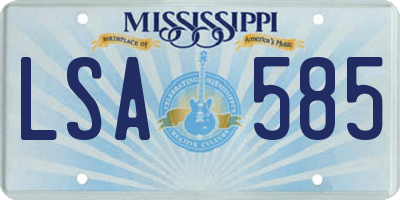 MS license plate LSA585