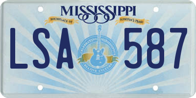 MS license plate LSA587