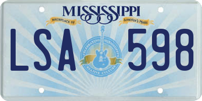 MS license plate LSA598