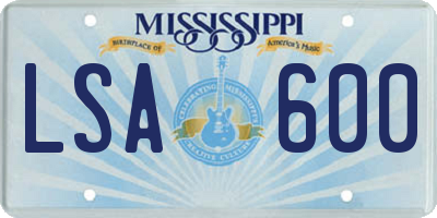 MS license plate LSA600