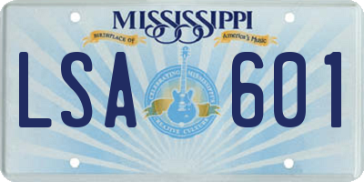 MS license plate LSA601