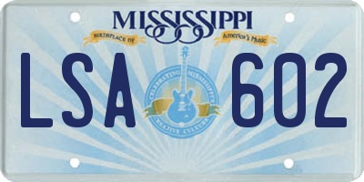 MS license plate LSA602