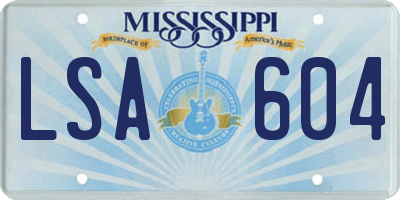 MS license plate LSA604
