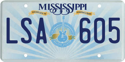 MS license plate LSA605