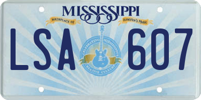 MS license plate LSA607