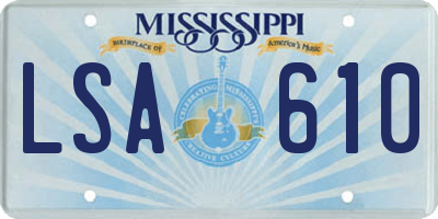 MS license plate LSA610