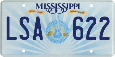 MS license plate LSA622