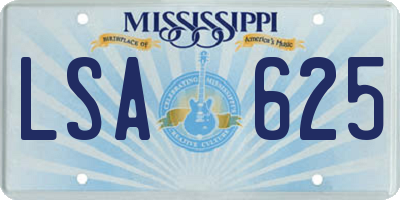 MS license plate LSA625