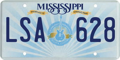 MS license plate LSA628