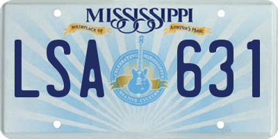 MS license plate LSA631
