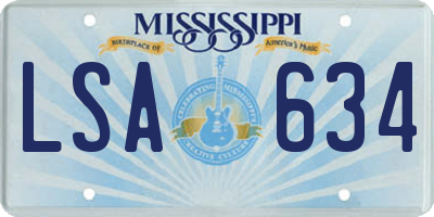 MS license plate LSA634