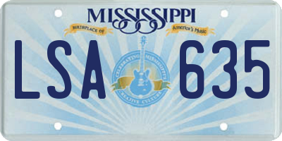 MS license plate LSA635