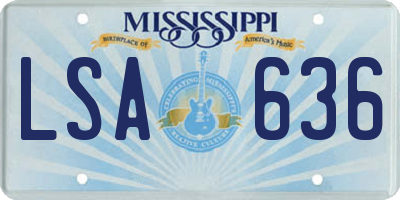 MS license plate LSA636