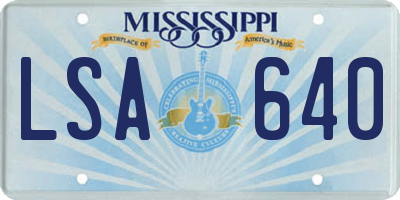 MS license plate LSA640