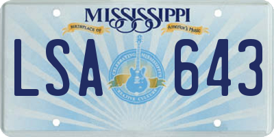 MS license plate LSA643