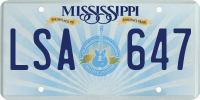 MS license plate LSA647