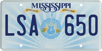 MS license plate LSA650