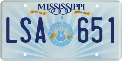 MS license plate LSA651