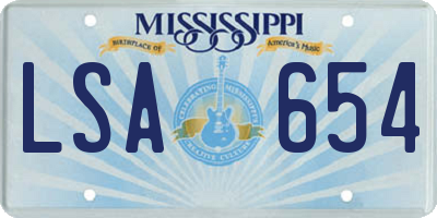 MS license plate LSA654