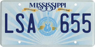 MS license plate LSA655