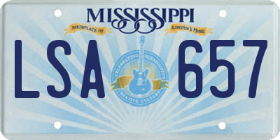 MS license plate LSA657