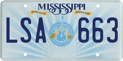 MS license plate LSA663