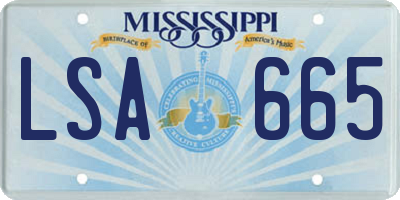 MS license plate LSA665