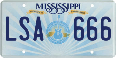 MS license plate LSA666