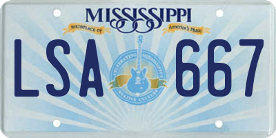 MS license plate LSA667