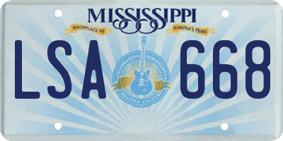 MS license plate LSA668