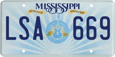 MS license plate LSA669