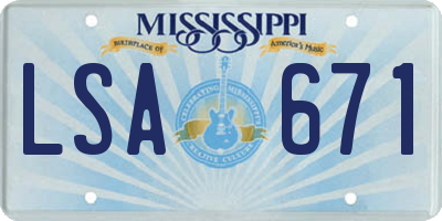 MS license plate LSA671