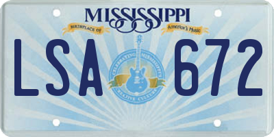 MS license plate LSA672