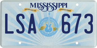 MS license plate LSA673