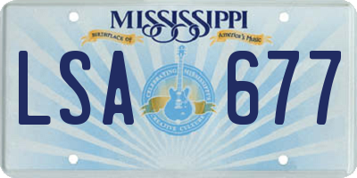 MS license plate LSA677