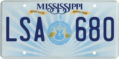 MS license plate LSA680